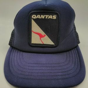 Vintage Qantas Airlines Mesh Trucker Snapback Hat